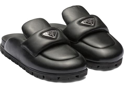 Prada Soft Padded 20mm Sabots Black Nappa Leather.